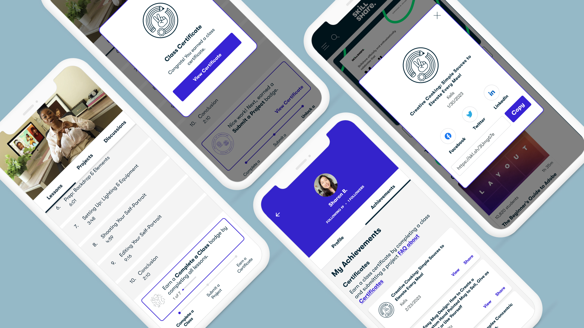 The final certificate illustrations across platforms